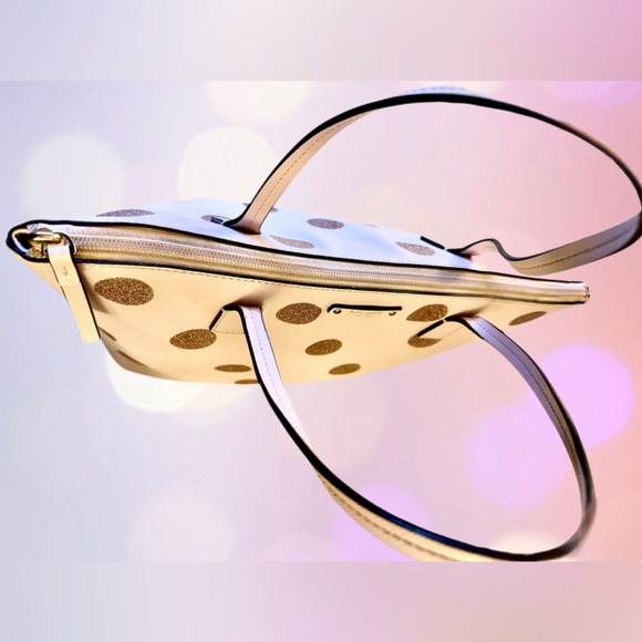 Kate Spade Haven Lane Hani Plum Dawn Glitter Polka Dots Tote - Picture 4 of 10